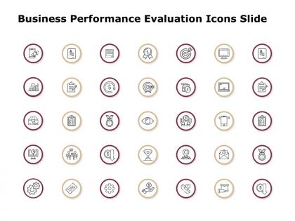 Business performance evaluation icons slide arrows gears d87 ppt powerpoint presentation gallery display