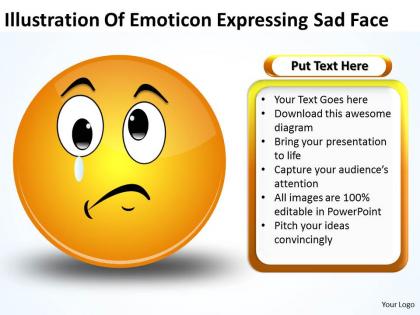 Business powerpoint templates illustration of emoticon expressing sad face sales ppt slides