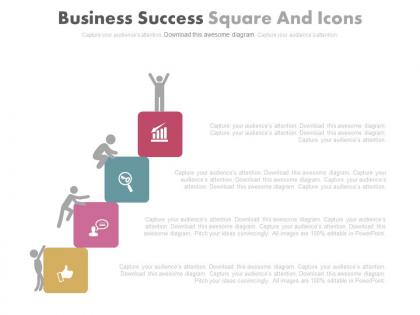 Business success square and icons diagram powerpoint slides