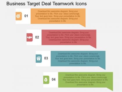 Business target deal teamwork icons flat powerpoint design