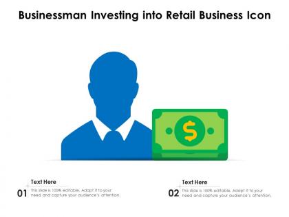 Businessman investing into retail business icon
