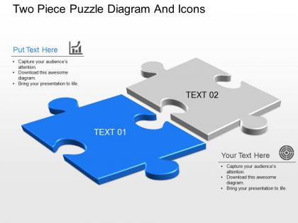 Bx two piece puzzle diagram and icons powerpoint template