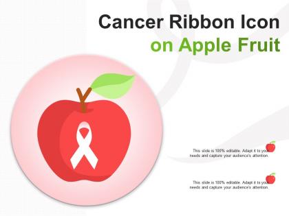 Cancer ribbon icon on apple fruit