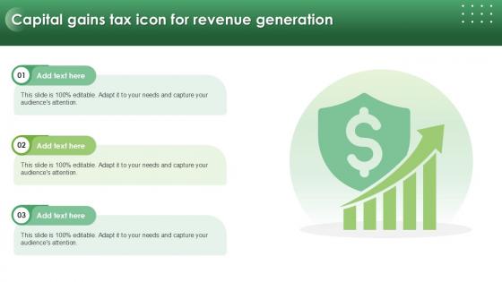 Capital Gains Tax Icon For Revenue Generation Ppt Sample