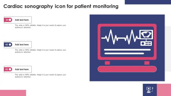 Cardiac Sonography Icon For Patient Monitoring Ppt Template