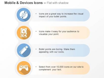 Cd drive cpu pen drive gaming console ppt icons graphics