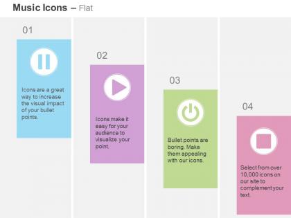 Ch pause play power stop power off buttons ppt icons graphics