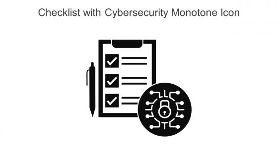 Checklist With Cybersecurity Monotone Icon In Powerpoint Pptx Png And Editable Eps Format