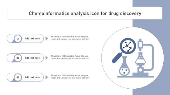 Chemoinformatics Analysis Icon For Drug Discovery Ppt Presentation