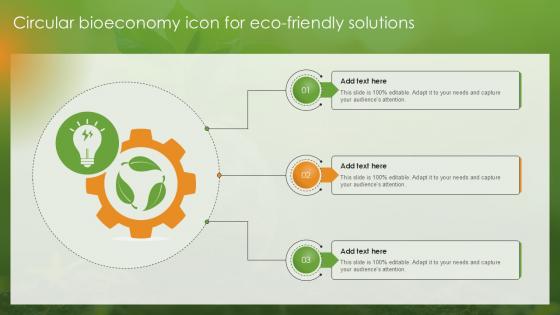 Circular Bioeconomy Icon For Eco Friendly Solutions Ppt Slides