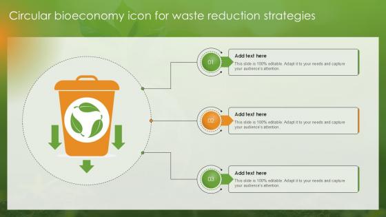 Circular Bioeconomy Icon For Waste Reduction Strategies Ppt Template