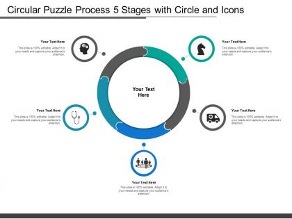 Circular puzzle process 5 stages with circle and icons