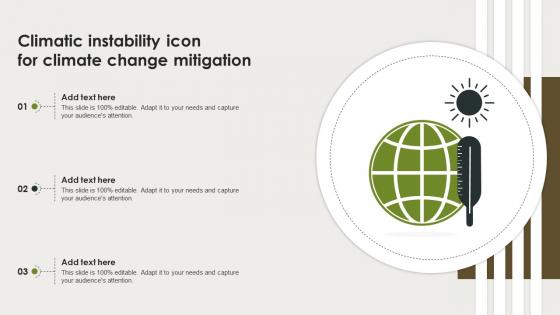 Climatic Instability Icon For Climate Change Mitigation Ppt Template