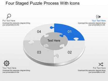 Cn four staged puzzle process with icons powerpoint template
