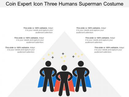 Coin expert icon three humans superman costume