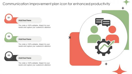 Communication Improvement Plan Icon For Enhanced Productivity Improvement Plan SS