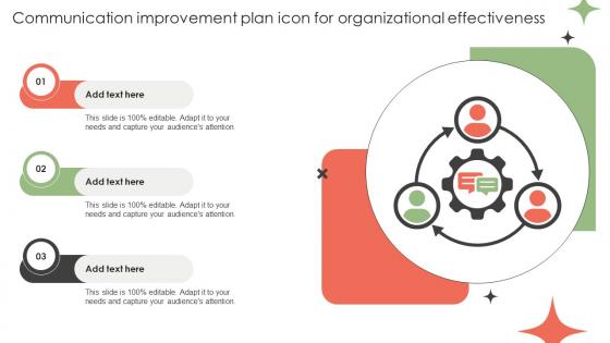 Communication Improvement Plan Icon For Organizational Effectiveness Improvement Plan SS