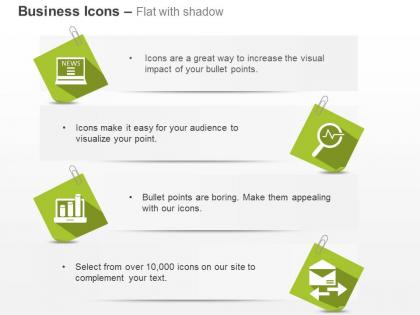 Computer magnifier bar graph mails ppt icons graphics