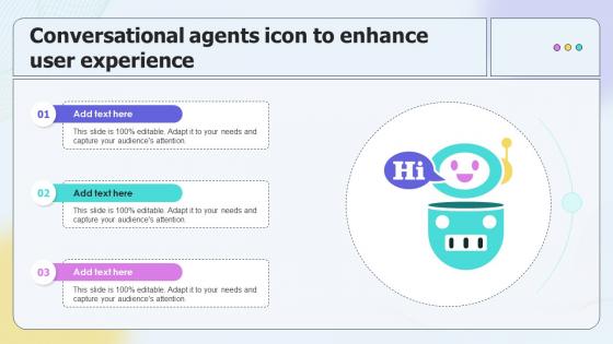 Conversational Agents Icon To Enhance User Experience Ppt Sample