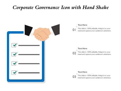 Corporate governance icon with hand shake