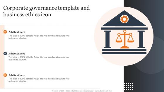 Corporate Governance Template And Business Ethics Icon