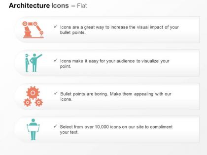 Crane engineer gear mechanism architect with plans ppt icons graphics
