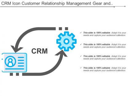 Crm icon customer relationship management gear and two arrow