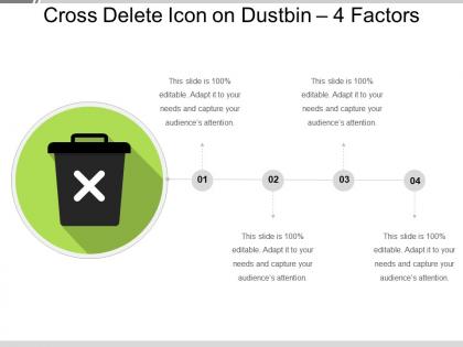 Cross delete icon on dustbin 4 factors