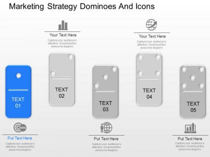 Cu marketing strategy dominoes and icons powerpoint template