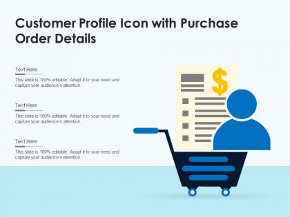 Customer profile icon with purchase order details