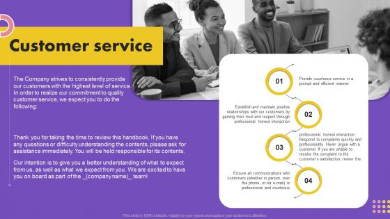 Customer Service How To Develop Staff Handbook Ppt Icon Example Topics