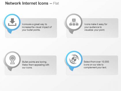 Data download antenna computer hierarchy globe ppt icons graphics
