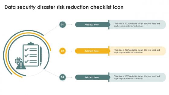 Data Security Disaster Risk Reduction Checklist Icon Ppt Presentation