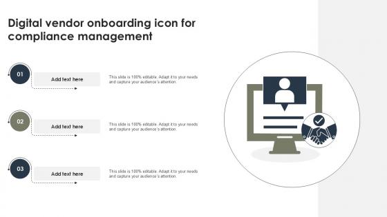 Digital Vendor Onboarding Icon For Compliance Management Ppt Powerpoint