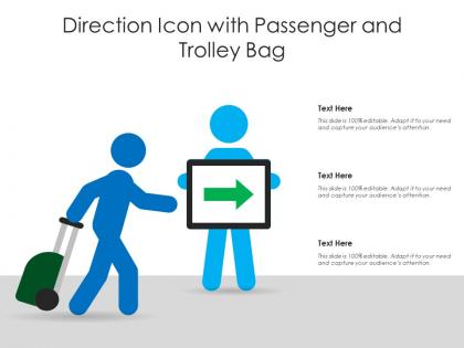 Direction icon with passenger and trolley bag