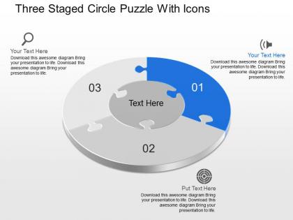Dl three staged circle puzzle with icons powerpoint template