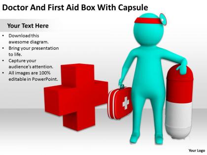 Doctor and first aid box with capsule ppt graphics icons powerpoint