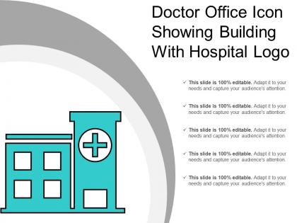 Doctor office icon showing building with hospital logo