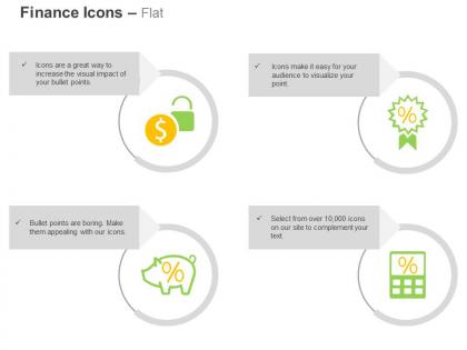 Dollar lock percentage symbol piggy financial saving ppt icons graphics