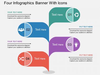 Dt four infographics banner with icons flat powerpoint design