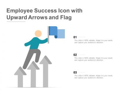 Employee success icon with upward arrows and flag