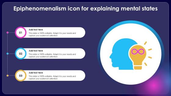 Epiphenomenalism Icon For Explaining Mental States Ppt Example