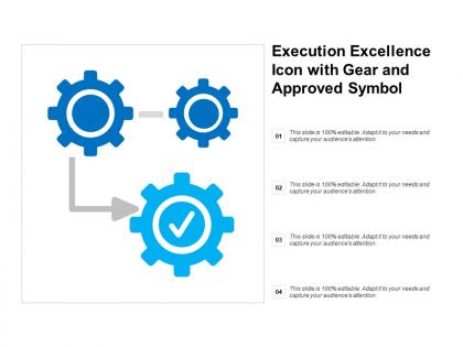 Execution excellence icon with gear and approved symbol