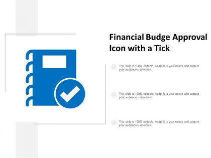 Financial budge approval icon with a tick