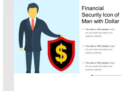 Financial security icon of man with dollar