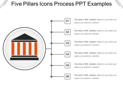 Five pillars icons process ppt examples