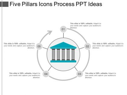 Five pillars icons process ppt ideas