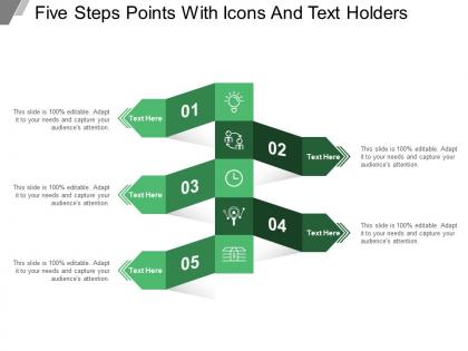 Five steps points with icons and text holders