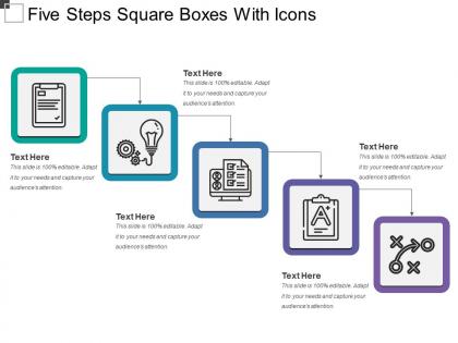 Five steps square boxes with icons