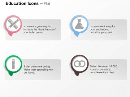 Flask locker scale and pencil mathematics ppt icons graphics